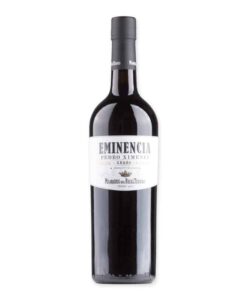 Eminencia Pedro Ximenez Sherry is intens zoet met rozijnen, vijgen en mokka. Perfect bij chocolade, notendesserts of blauwe kaas.