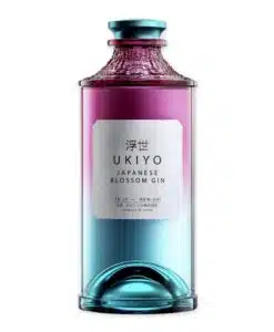 Ukiyo Japanese Blossom Gin, een delicate smaak van Japan, ideaal voor verfijnde cocktails. Ontdek de kunst van Japanse distillatie.