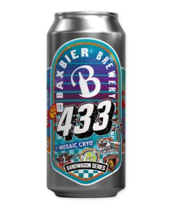 Bandwagon 433 is een 8% Double NEIPA van Baxbier. DDH met Idaho 7
