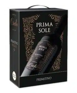 Cielo Primasole Primitivo in 3L BiB. Krachtig rood uit Puglia met 4.0 Vivino-score. Lang houdbaar