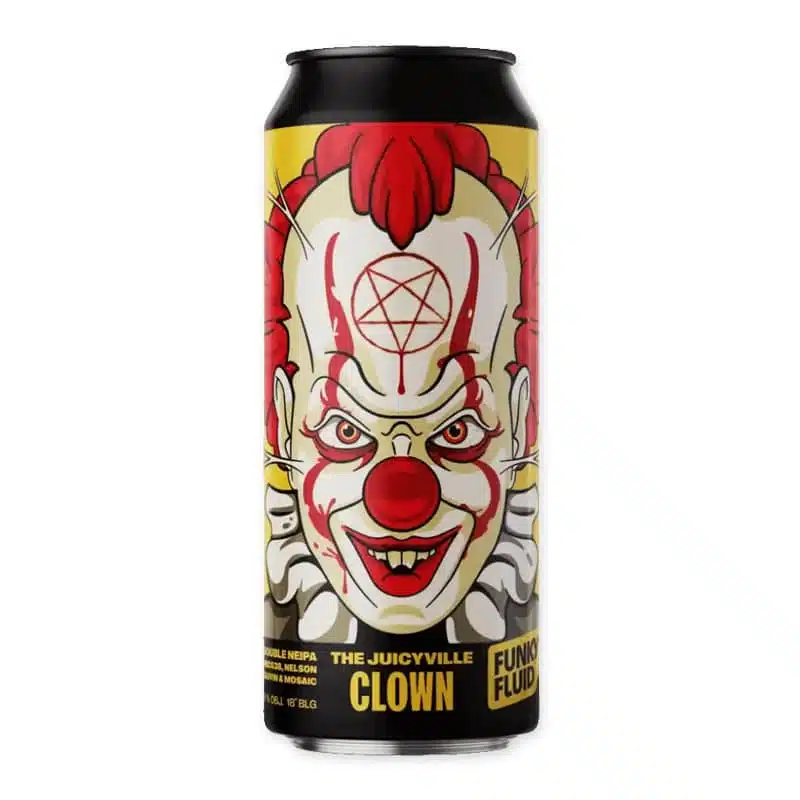 Funky Fluid Clown is een Double New England IPA (8%) met tropisch fruit